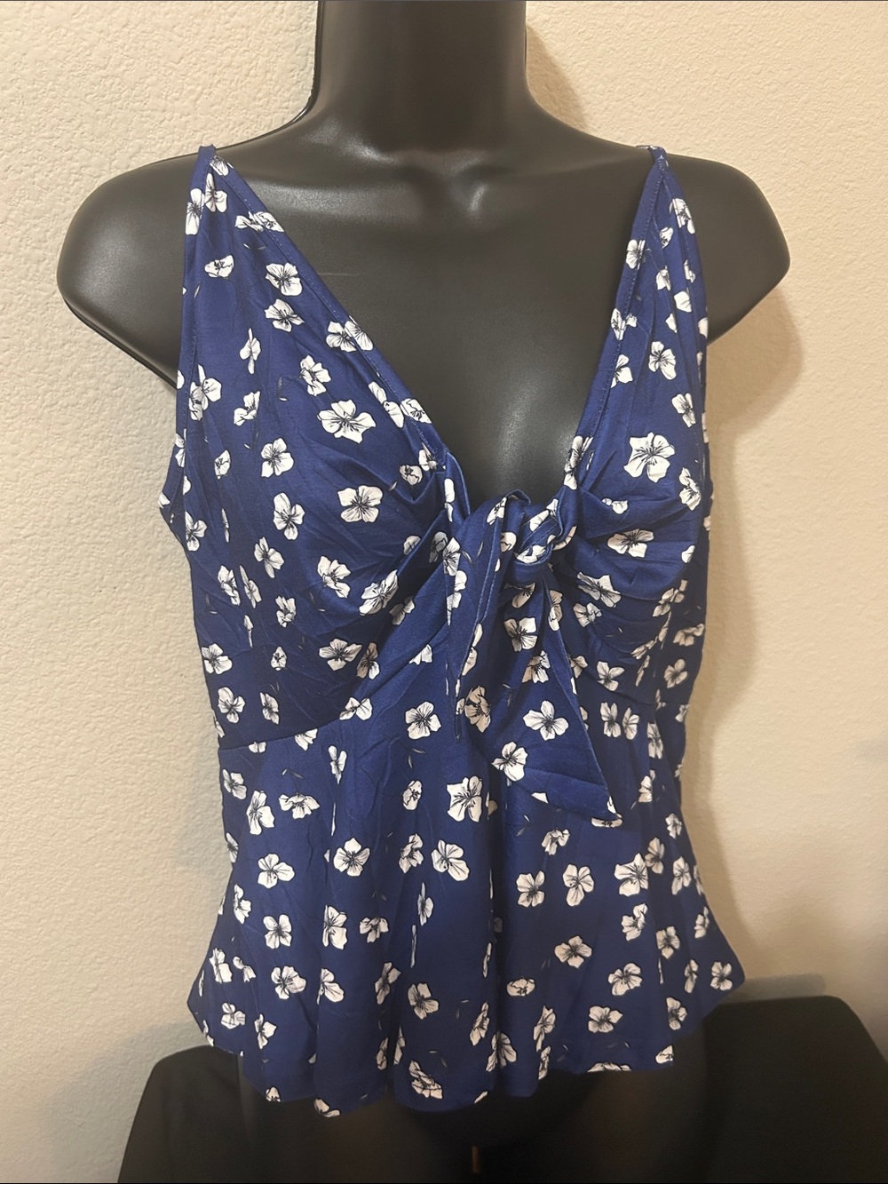 Blue Floral Tie-Front Camisole Top